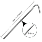 ANSIO® Tent Pegs Pack of 10 Galvanised Metal Pegs 4mm x 9inch Ground Stakes
