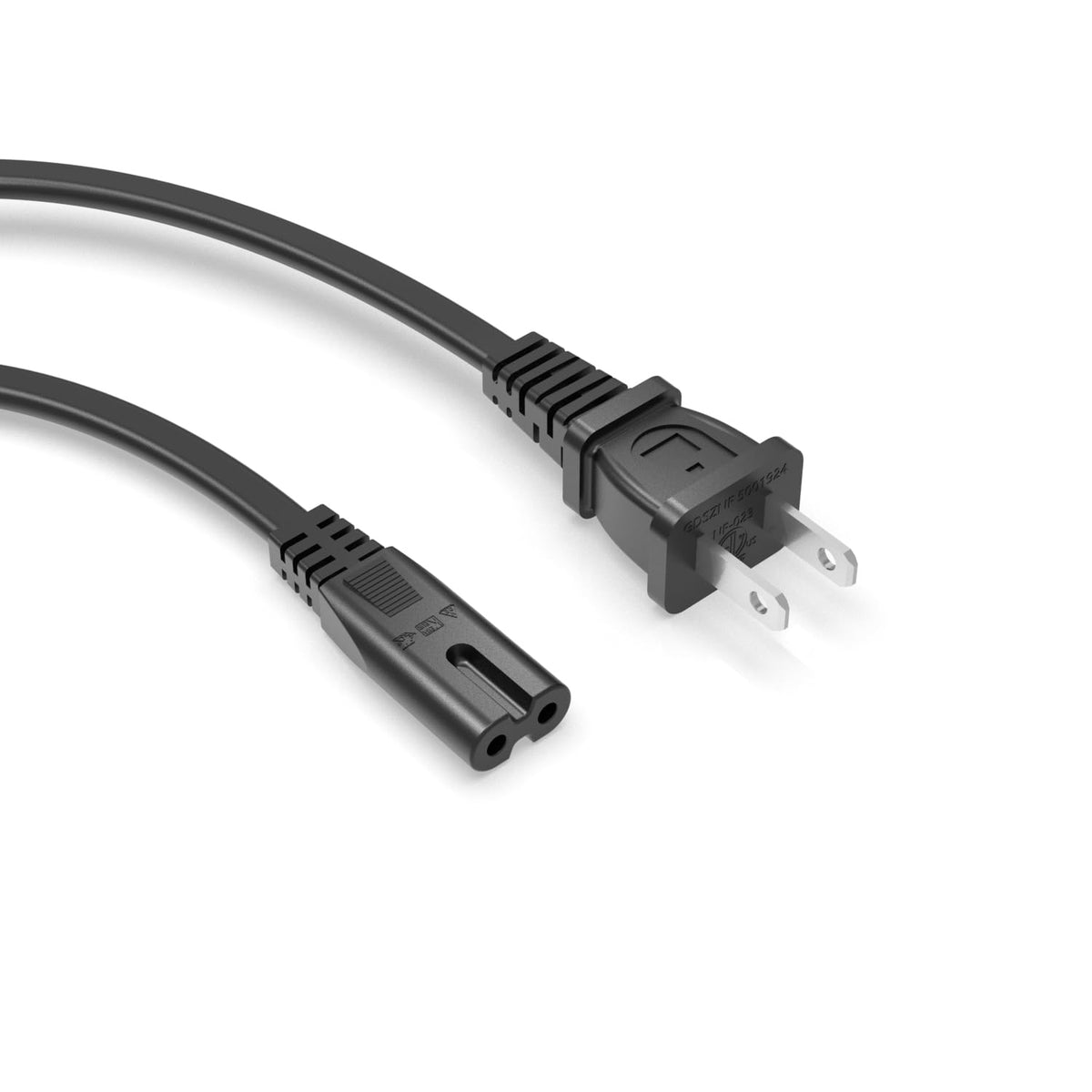 Superer 8 ft TV Power Cord Cable Fit for Samsung LG TCL Sony Apple Insignia Sharp Toshiba JVC Hisense Roku 4k 8k Smart LED LCD HD, Universal IEC C7 Figure 8 2 Prong Replacement AC Cables, ETL Listed