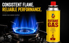 OptiProducts Butane Gas Canister 227g – Universal Fuel Cartridge for Camping Stove, BBQ Grill, Heater & Blow Torch – Safe, Lightweight Outdoor Cooking Gas Refill NEW