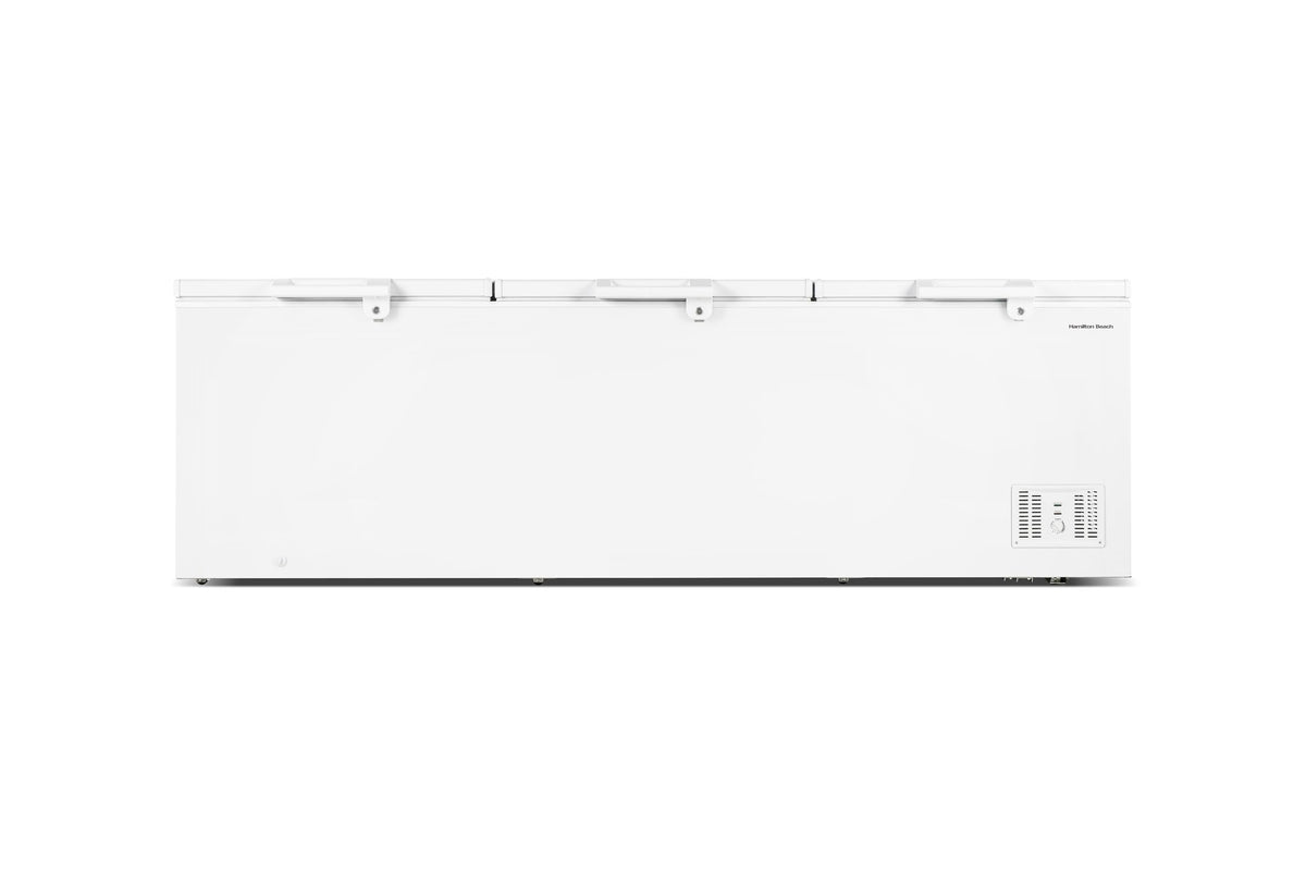Hamilton Beach 17 cu ft Chest Deep Freezer - White, GARAGE READY Food for Large Family, Storage Basket, Space-Saving Flat Back, Stay-Open Lid, Front-Access Drain, for Basement, Laundry Room, Cottage