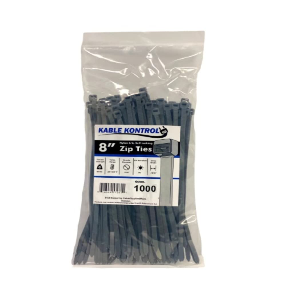 Kable Kontrol Cable Zip Ties, 4 Inch, 100 Pcs, 18lbs Test, Gray