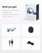 SHOKZ OpenRun Pro - Open-Ear Bluetooth Bone Conduction Sport Headphones - Sweat Resistant Wireless Earphones for Workouts and Running with Premium Deep Base - Built-in Mic, with Hair Band