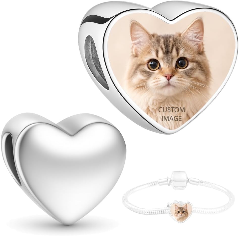 2Burned Custom Personalised Stainless Steel 316 Love Heart Photo Charm