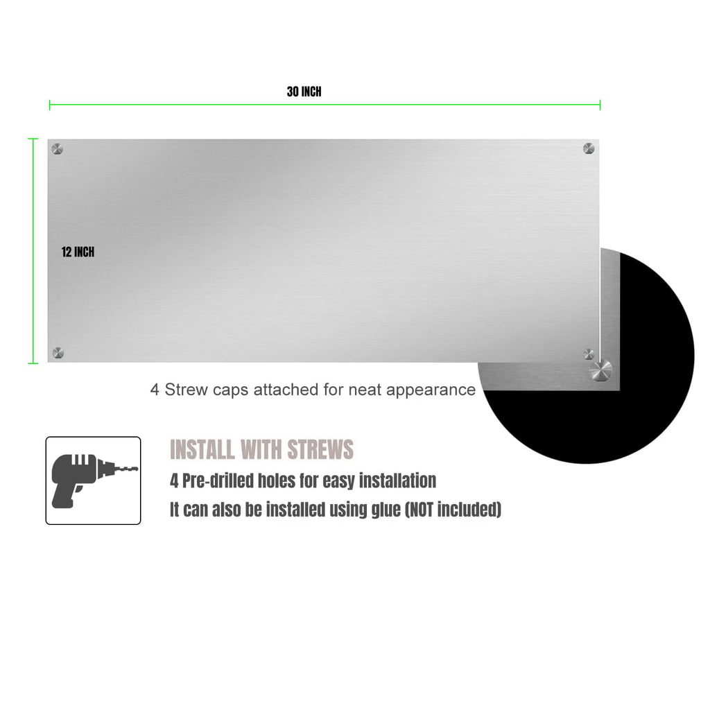 2-Pack 24" By 30" Stainless Steel Stove Backsplash, Reversible Ultra Flat Splatter Guard Range Hood Backsplash, Easy Clean Wall Shield Metal Panel