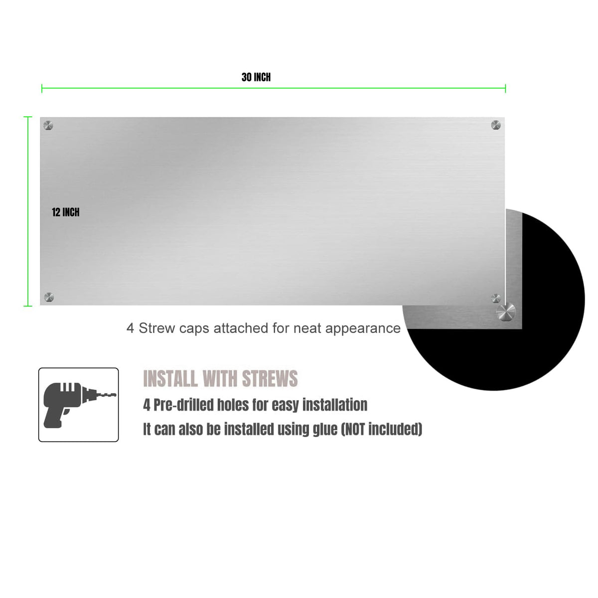 2-Pack 24" By 30" Stainless Steel Stove Backsplash, Reversible Ultra Flat Splatter Guard Range Hood Backsplash, Easy Clean Wall Shield Metal Panel
