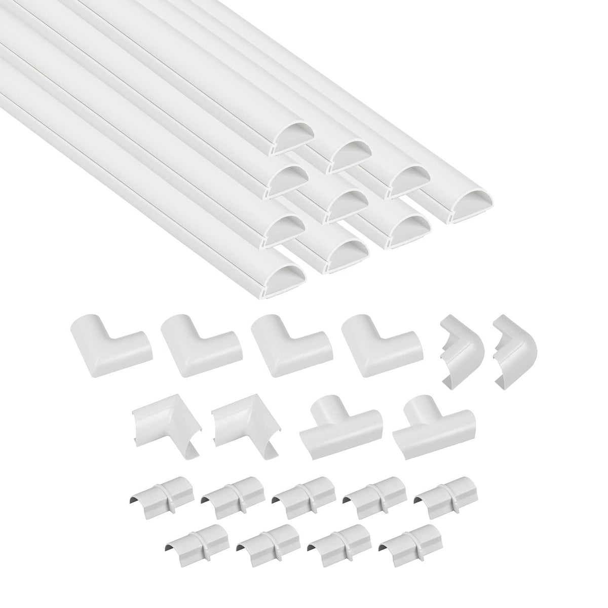 D-Line 157in Cord Cover Kit, Self-Adhesive Wire Hiders, Paintable Cable Raceway to Hide Wires on Wall, Electrical Cable Management - 10x 15.7 Lengths & 19 Accessories - 1.18" (W) x 0.59" (H) - Beige