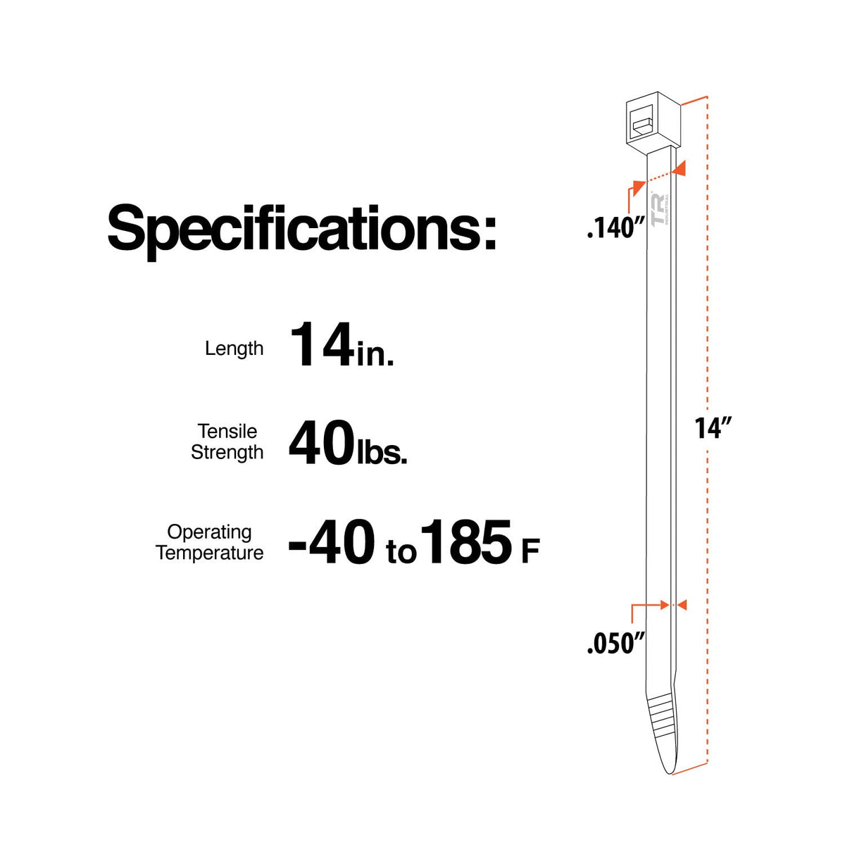 TR Industrial Multi-Purpose Natural Cable Ties, 48 inches, 50 Pack