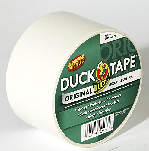 Duck Tape Original White Duct Tape, 50mm x 5m Heavy Duty, Waterproof Gaffer, Gaffa Sticky Tape, Strong Adhesive Cloth Repair Tape, Suitable for Packing boxes, Moving House, Parcels or Packaging
