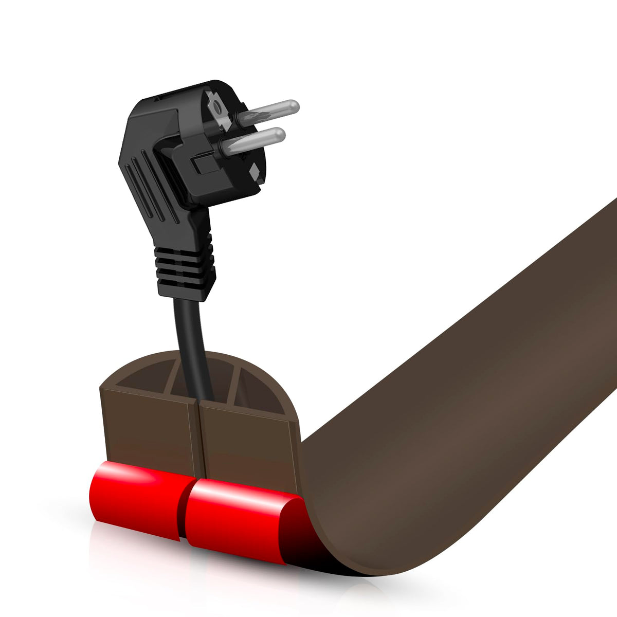 Floor Cord Cover Self Adhesive Cord Hider,3.3FT Cable Management, Extension Strip Protector for Wires, Prevent Cable Trips for Offices, Gyms, Exhibitions Cavity:0.3"(W) x 0.28"(H) Brown Wood