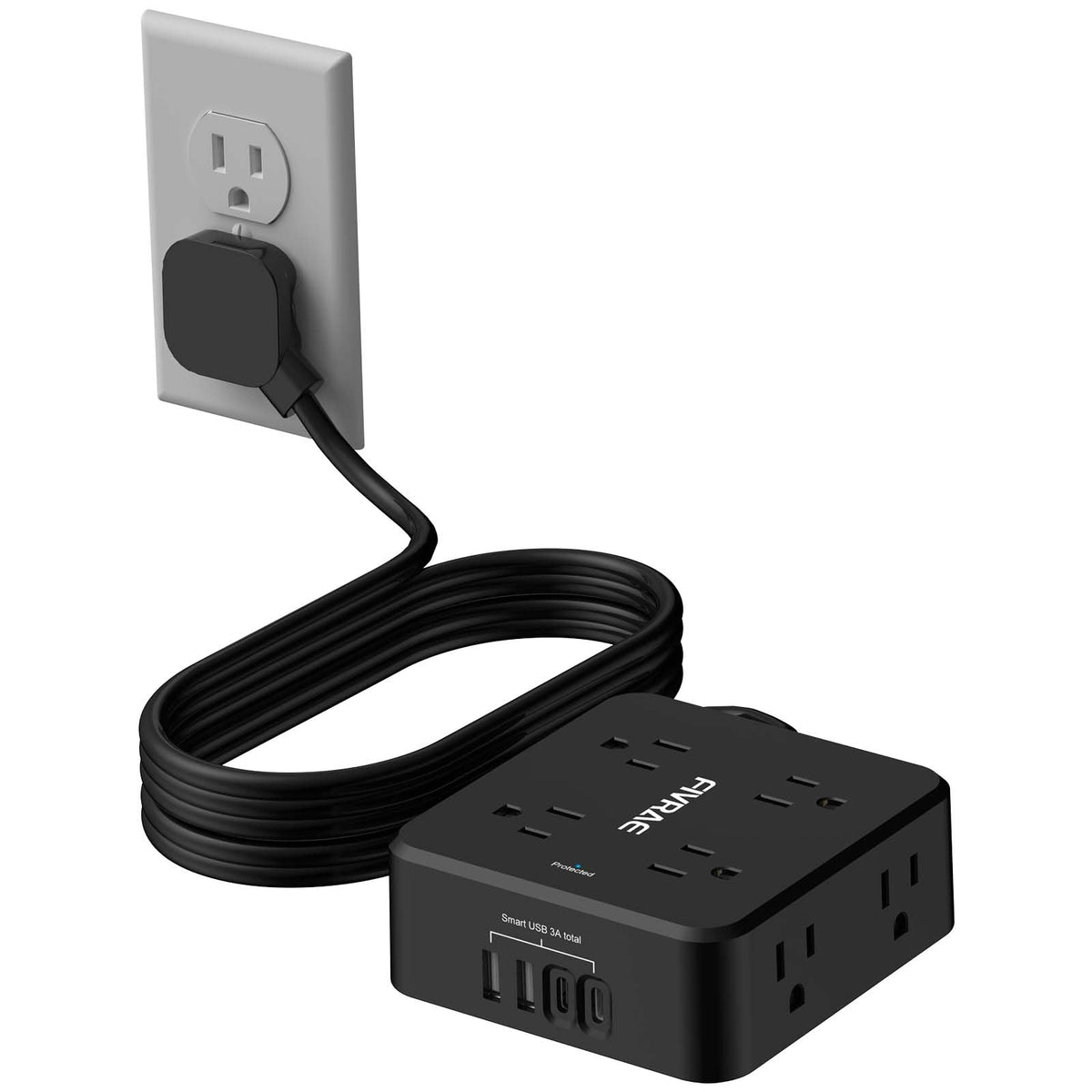 10Ft Extension Cord with Multiple Outlets, 8 Outlets and 4 USB Ports