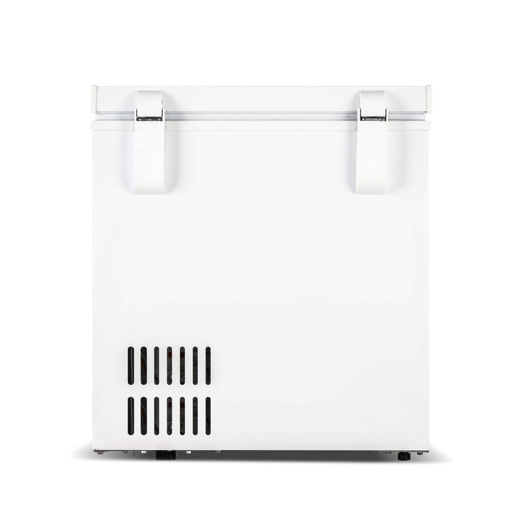 FRIGIDAIRE EFRF5003-BLACK Chest Deep Freezer-Garage-Ready, 5.0 Cu. Ft. Capacity, Black-Adjustable Thermostat-Removable Vinyl Coated Wire Basket-Easy Defrost Drain