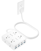 Olcorife Flat Plug Power Strip with 25 FT Extension Cord, 8 Outlets 8 USB Ports(4 USB C), 3 Sided Outlet Extender for Home Office Travel Dorm Room Essentials, White