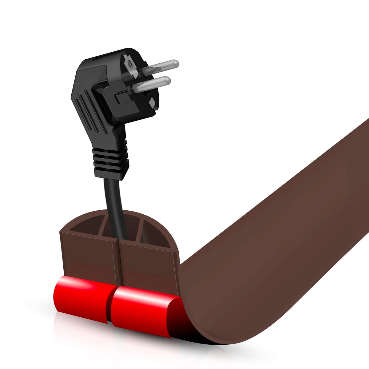 Floor Cord Cover Self Adhesive Cord Hider,3.3FT Cable Management, Extension Strip Protector for Wires, Prevent Cable Trips for Offices, Gyms, Exhibitions Cavity:0.3"(W) x 0.28"(H) Brown Wood