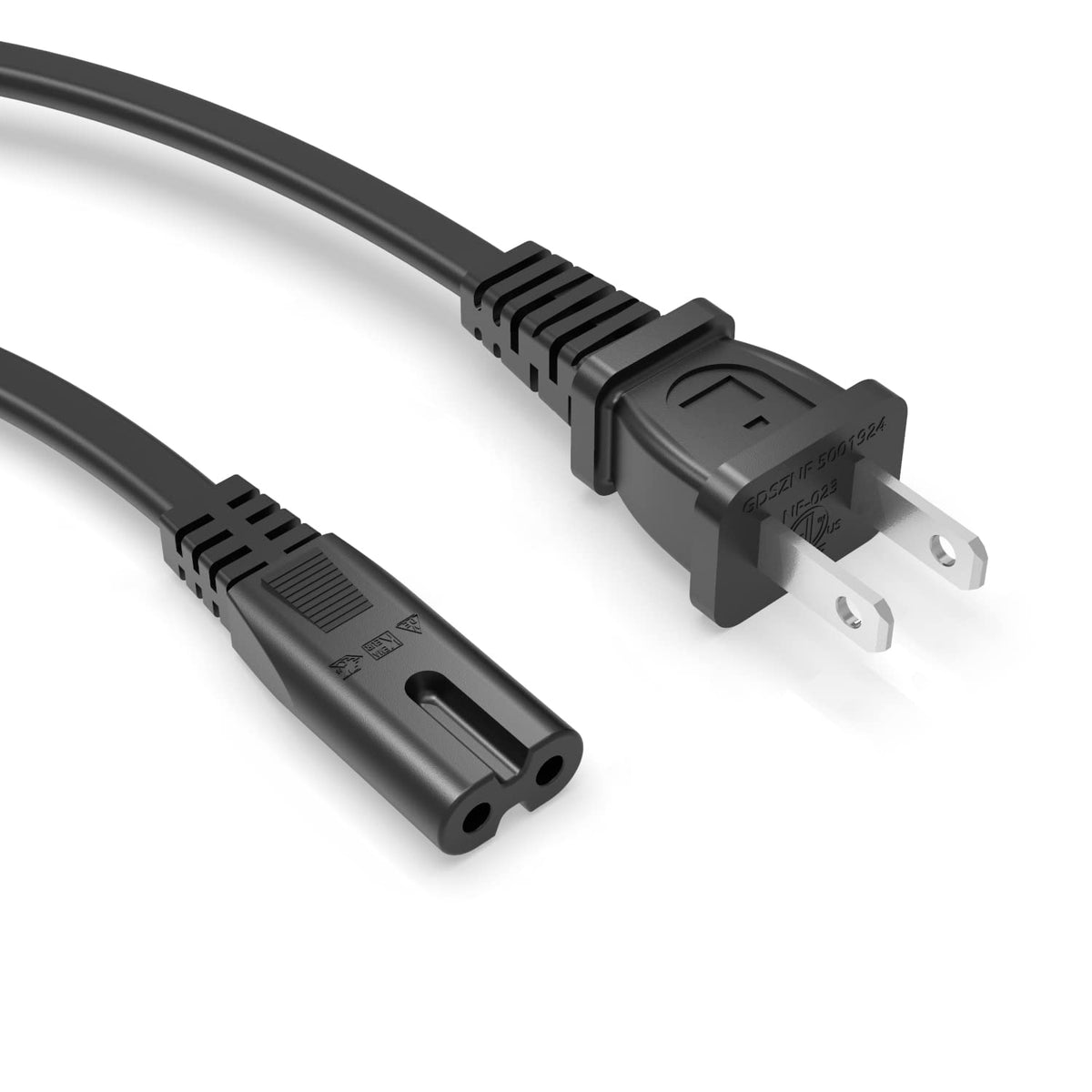 Superer 8 ft TV Power Cord Cable Fit for Samsung LG TCL Sony Apple Insignia Sharp Toshiba JVC Hisense Roku 4k 8k Smart LED LCD HD, Universal IEC C7 Figure 8 2 Prong Replacement AC Cables, ETL Listed