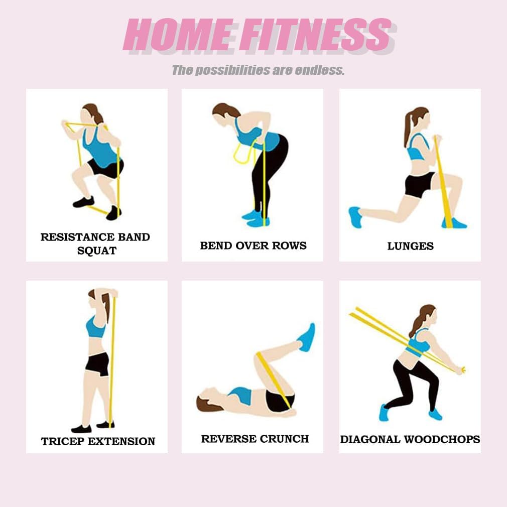 3Pcs Resistance Bands Set - Fitness Exercise Bands, Elastic Bands, Pilates Bands with 3 Resistance Levels, Long Stretch Bands for Yoga, Pilates, Stretching, Strength Training (Pink, Purple, Blue)