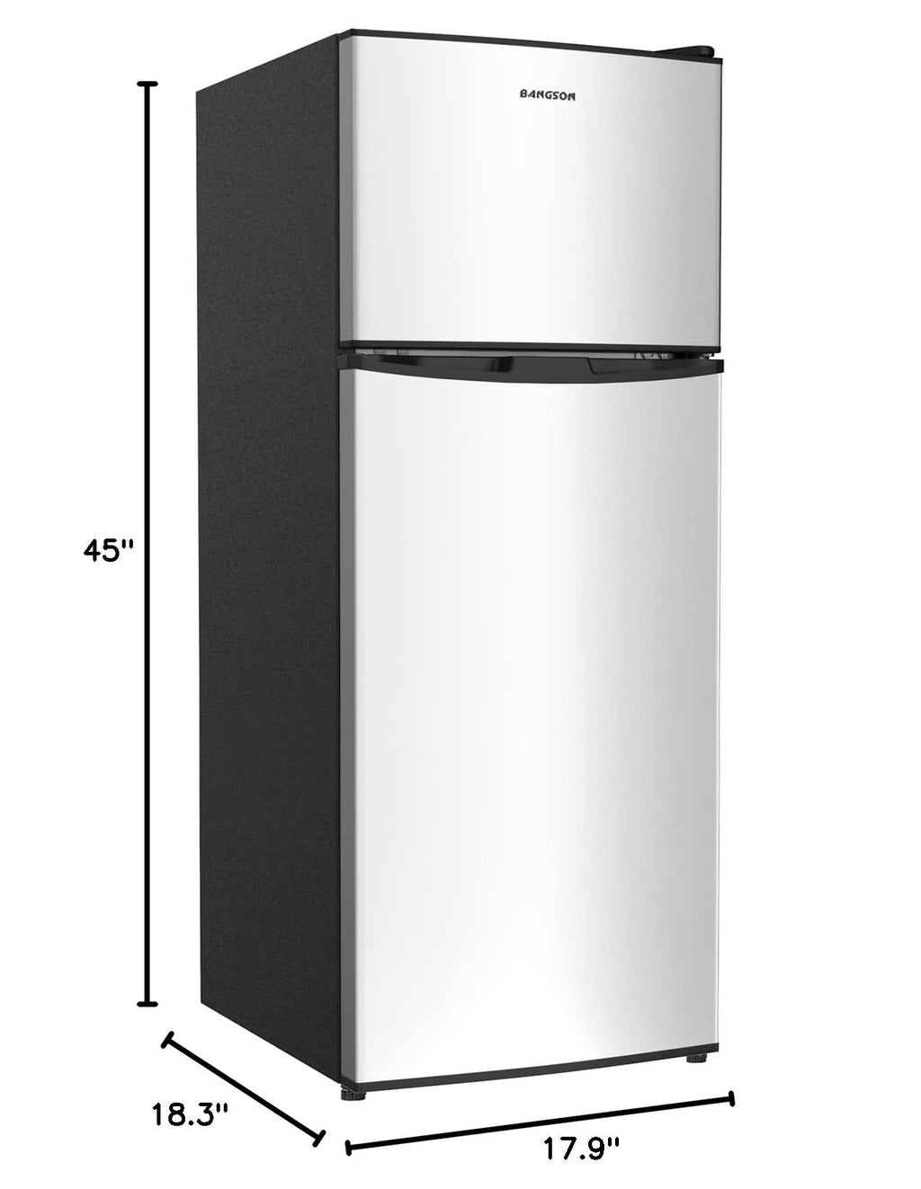 BANGSON 7.7 Cu.Ft Refrigerator with Top Freezer Apartment Size Black