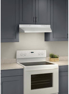 Broan-NuTone F403011 Insert with Light, Exhaust Fan for Under Cabinet Two-Speed Four-Way Convertible Range Hood, 30-Inch, White on White