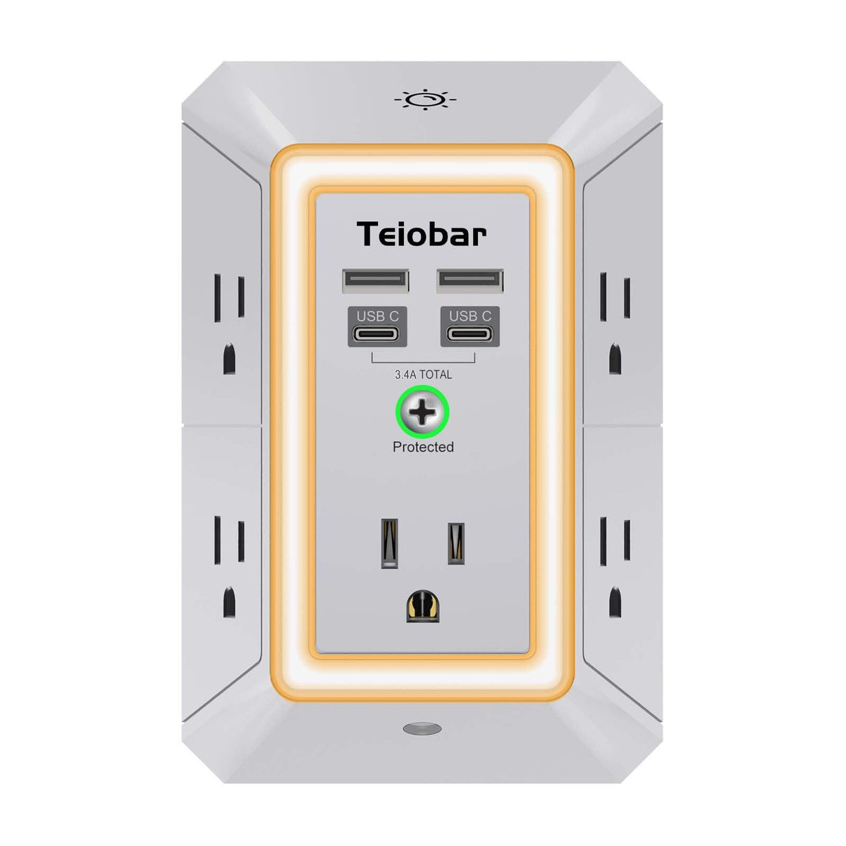 Multi Plug Wall Outlet Surge Protector with 6-Outlet & 4 USB Ports(2USB-C)