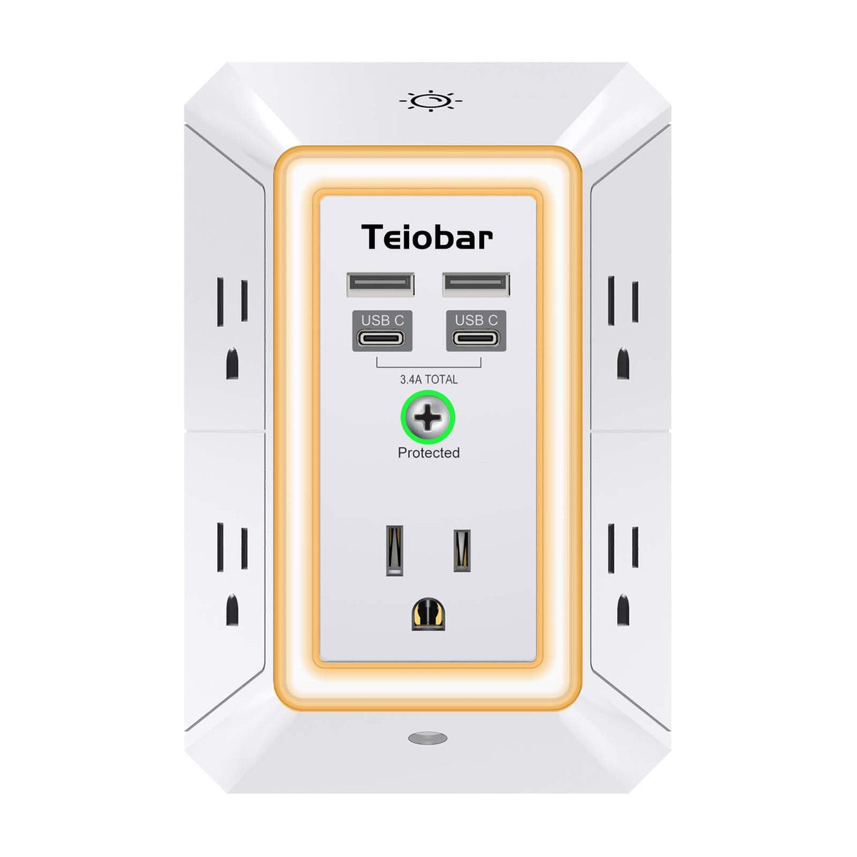 Multi Plug Wall Outlet Surge Protector with 6-Outlet & 4 USB Ports(2USB-C)