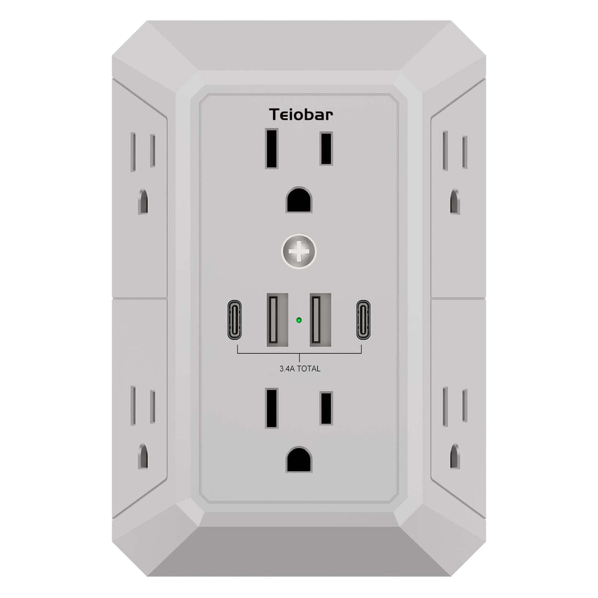 Multi Plug Wall Outlet Surge Protector with 6-Outlet & 4 USB Ports(2USB-C)