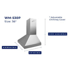 Hauslane Wall Mount Range Hood 30 Inch Convertible 350-750 CFM Low Noise