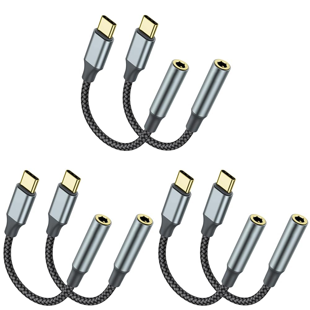 2 Pack USB C to 3.5mm Audio Adapter, USB C to Aux Female Dongle Cable Cord