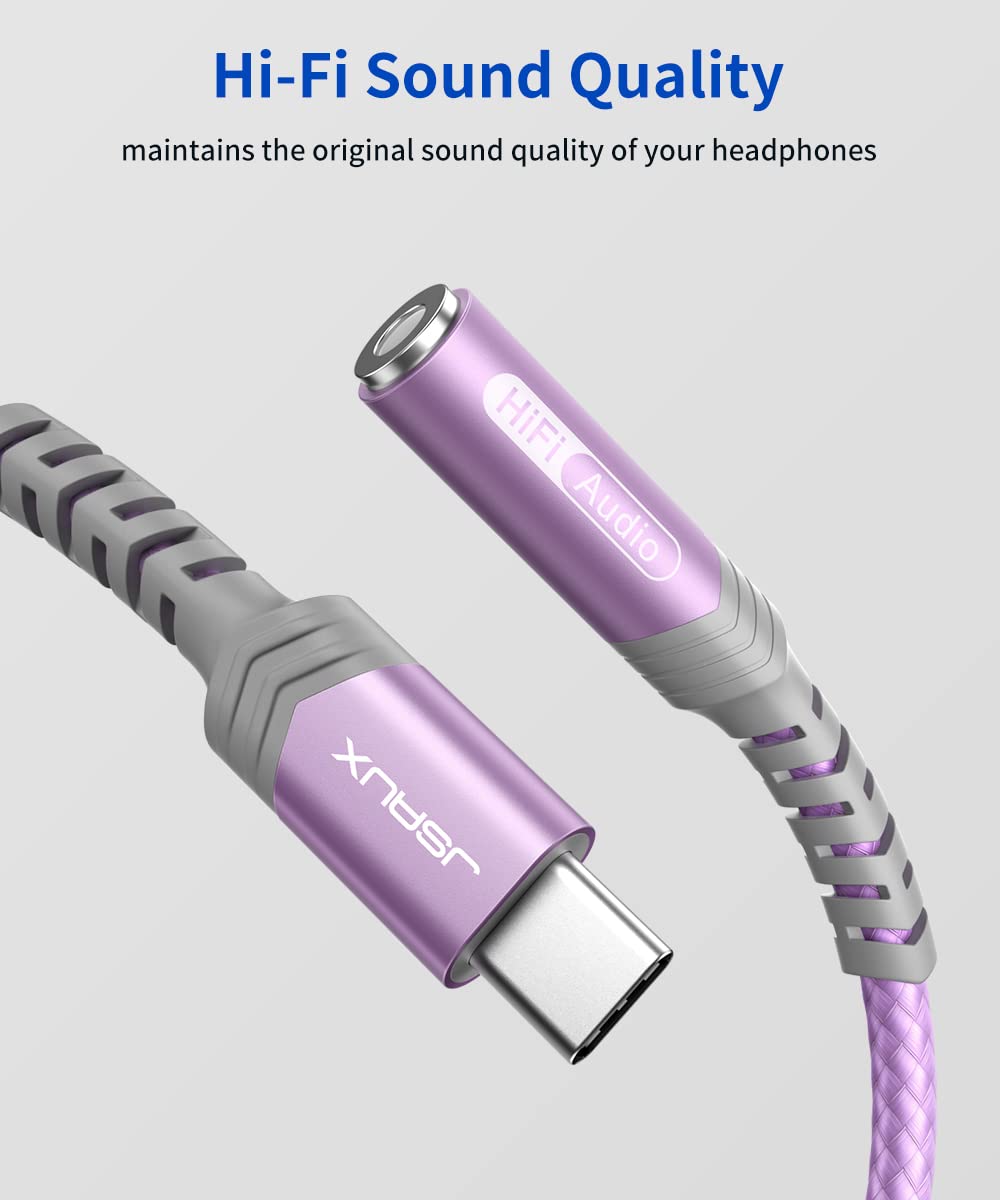 JSAUX 2-Pack USB C to 3.5mm AUX Audio Adapter for iPhone 17, Galaxy S25