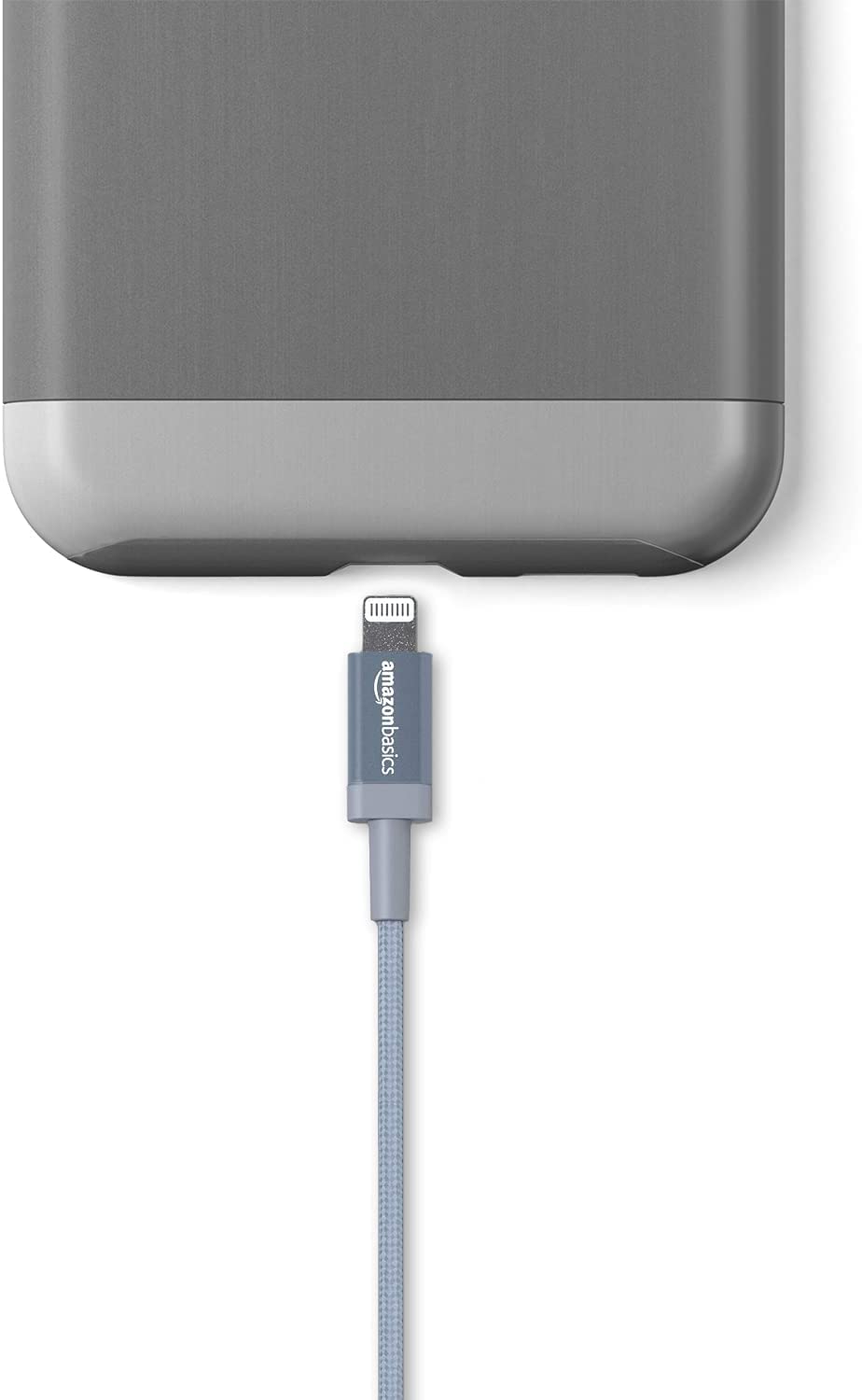 Amazon Basics USB to Lightning Cable, Nylon Braided Charger for iPhone 14 13 12 11 X iPad, 0.9 m, Silver
