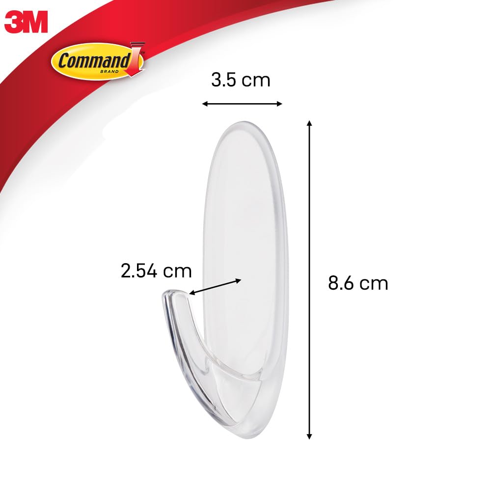 Command Medium Hooks, Clear, 2 Hooks and 4 Adhesive Strips