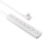 Amazon Basics Surge Protector Power Strip, 6-Outlet, 790 Joules, 6ft Extension Cord, Safety Shutters, White