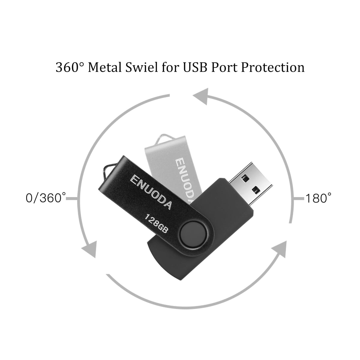 ENUODA 16GB USB Stick 1 Pack Memory Stick USB 2.0 Flash Drives Swivel Design Pen Drive for Data Storage Thumb Drive with LED Light (Black)
