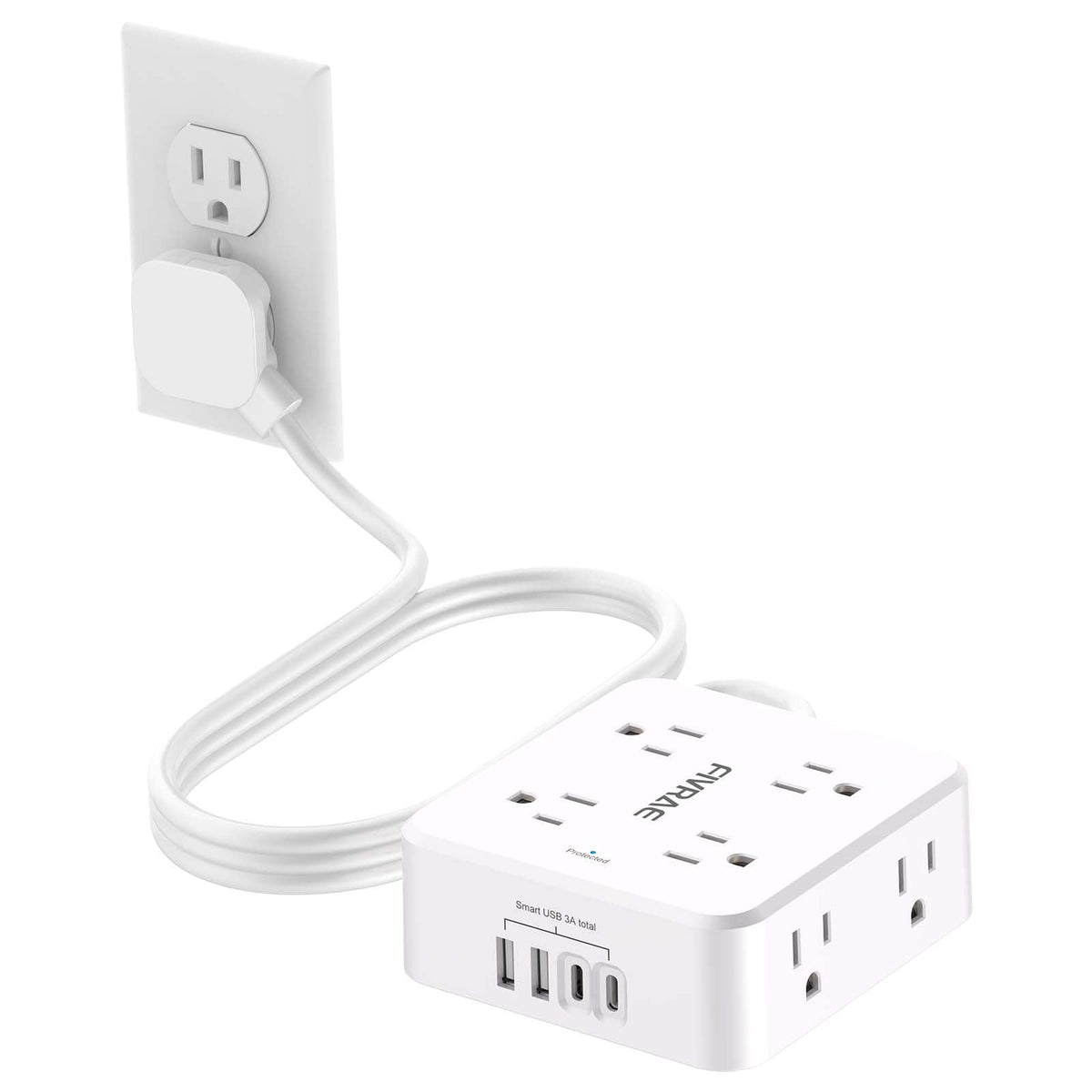 10Ft Extension Cord with Multiple Outlets, 8 Outlets and 4 USB Ports