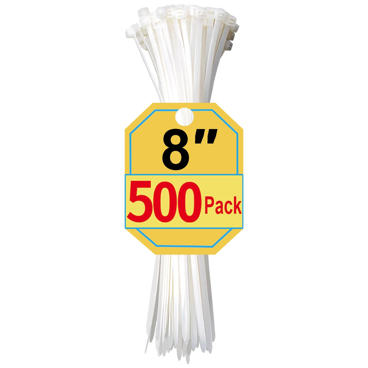 White Zip Ties Assorted Sizes 4+6+8+12 Inch, 400 Pack, Clear Zip Ties, White Cable Ties, Zipties Clear, UV Resistant Wire Ties, Plastic Ties, Tie Wraps Assorted Sizes, SiKuLin