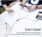 Multi Charging Cable 2 Packs 4FT,3A 3 in 1 Charging Cord for iPhone,Samsung