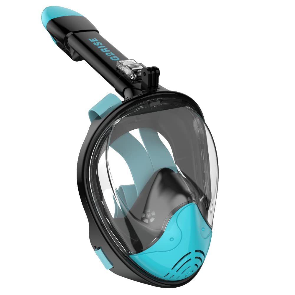 G2RISE SN01 Full Face Snorkel Mask with Detachable Camera Mount, Anti-Fog and Foldable Design, Advanced Breathing System for a Safe Adults/Kids Snorkeling Experience