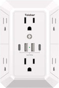 Multi Plug Wall Outlet Surge Protector with 6-Outlet & 4 USB Ports(2USB-C)