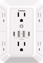 Multi Plug Wall Outlet Surge Protector with 6-Outlet & 4 USB Ports(2USB-C)