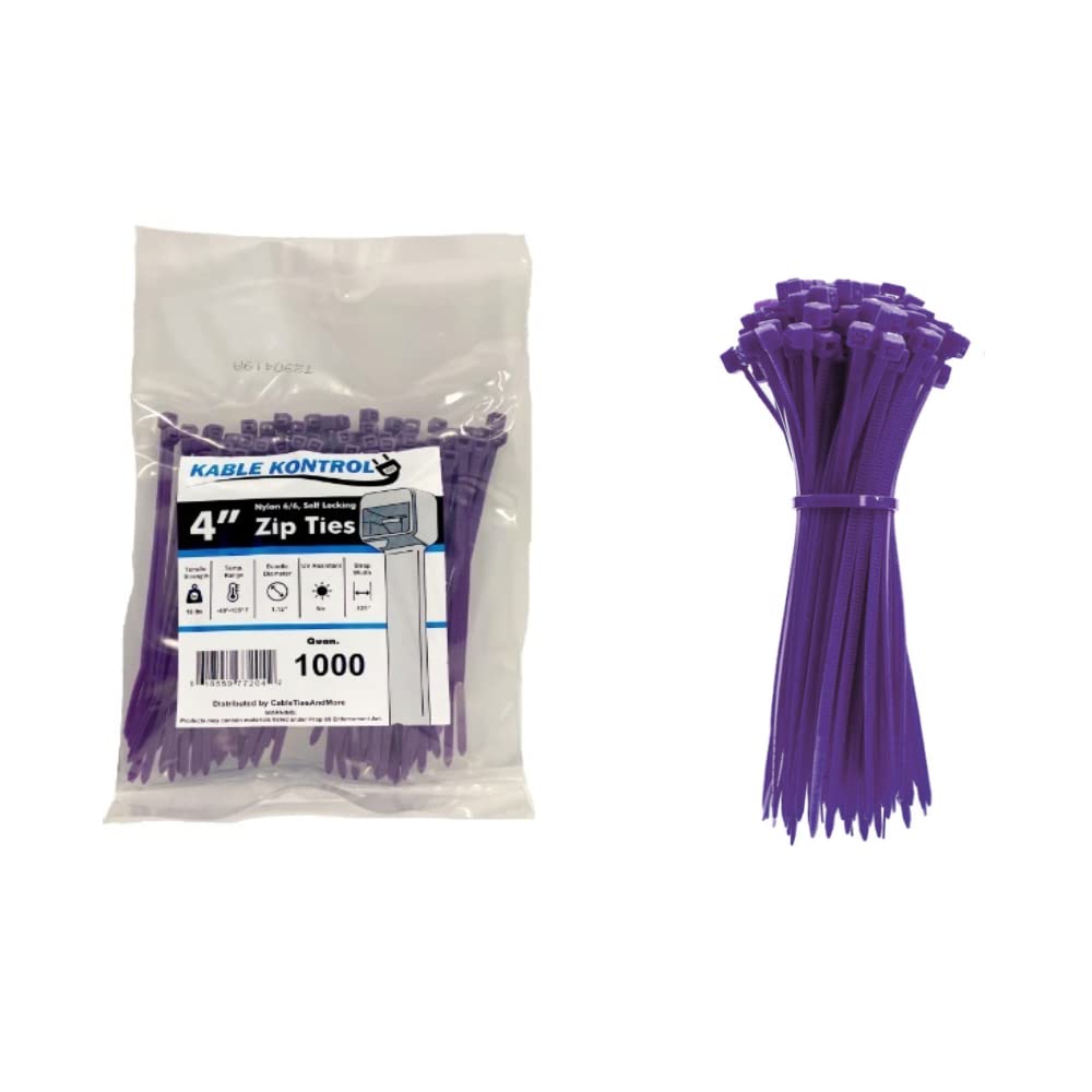 Kable Kontrol Cable Zip Ties, 4 Inch, 100 Pcs, 18lbs Test, Gray