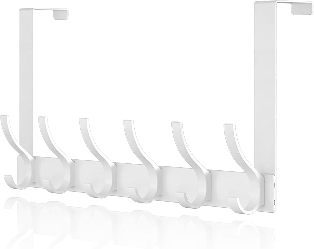 CASPLUS Over Door Hooks, Heavy Duty Over Door Hanger, 12 Door Hooks for Coats, Hats, Bags, Clothes, Towels, White