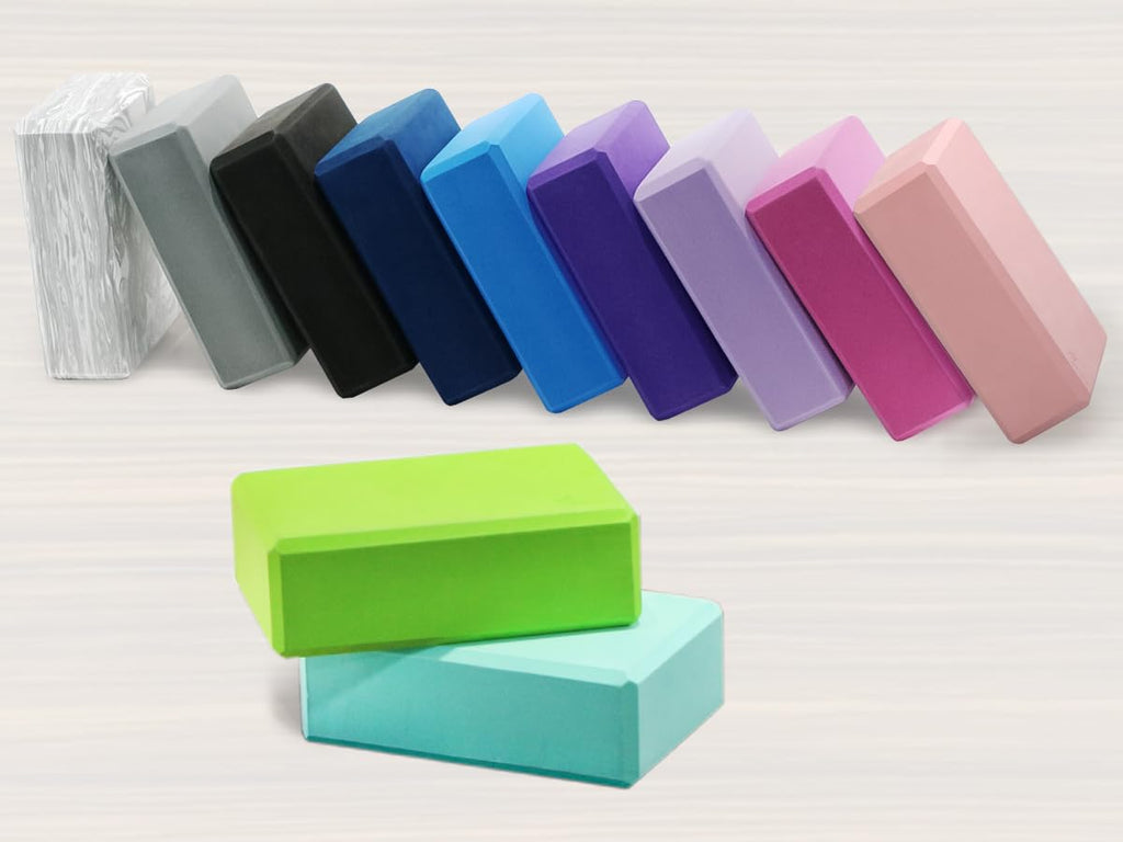 EXERZ Yoga Blocks 2pcs Gym Bricks -Comfortable Fitness Yoga Bricks, Anti-Slip, Lightweight and Travel Friendly Pilates Practice
