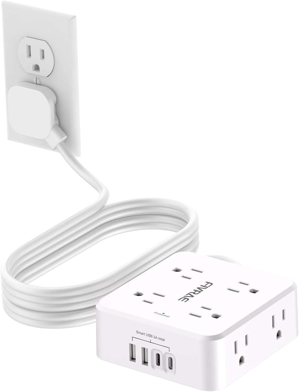 10Ft Extension Cord with Multiple Outlets, 8 Outlets and 4 USB Ports