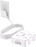 10Ft Extension Cord with Multiple Outlets, 8 Outlets and 4 USB Ports