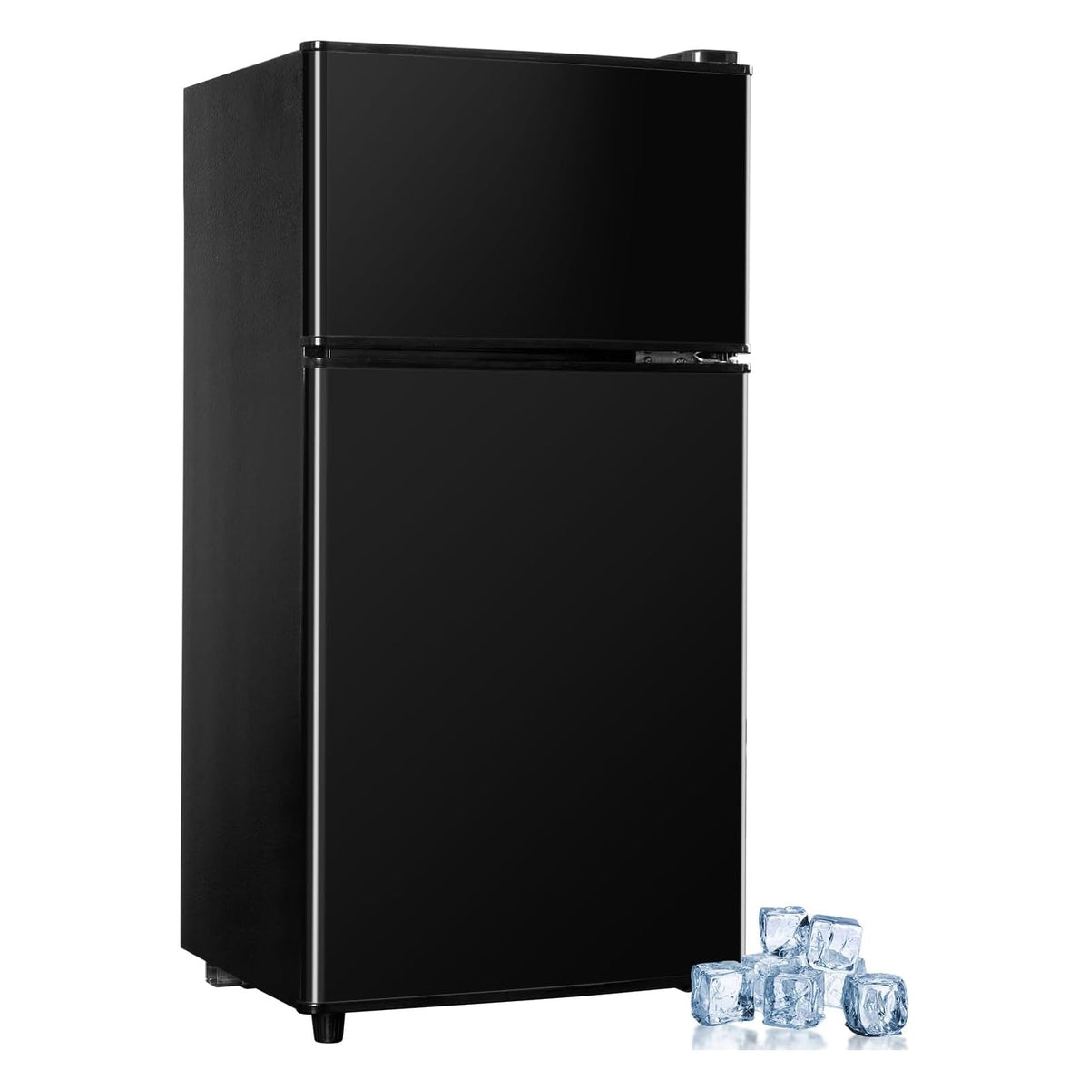 Cucina Magica Mini Fridge with Freezer, 3.2 cuft Small Refrigerator, 7 Adjustable Thermostat, Energy Saving, Low Noise, Double Door Compact Refrigerator for Dorm, Bedroom, Office - Silver