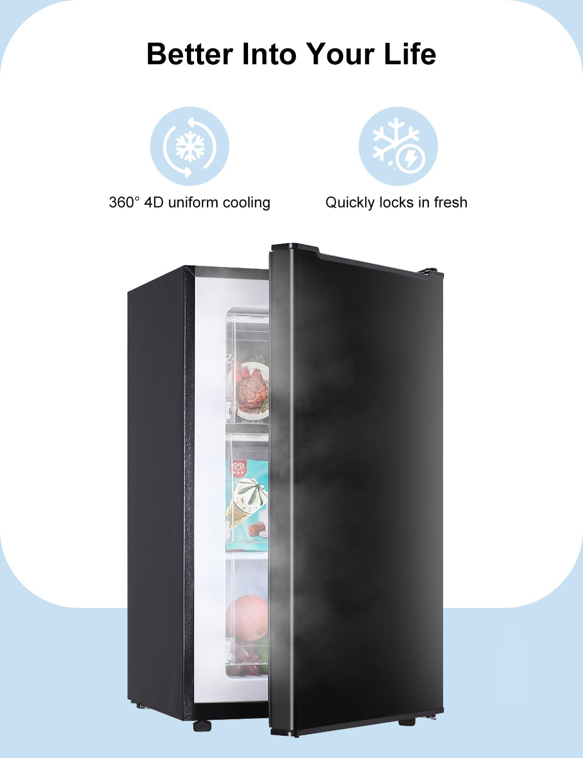 BODACIOUS 3.2 Cu.Ft Mini Freezer - Compact Upright Small Freezer - Silver