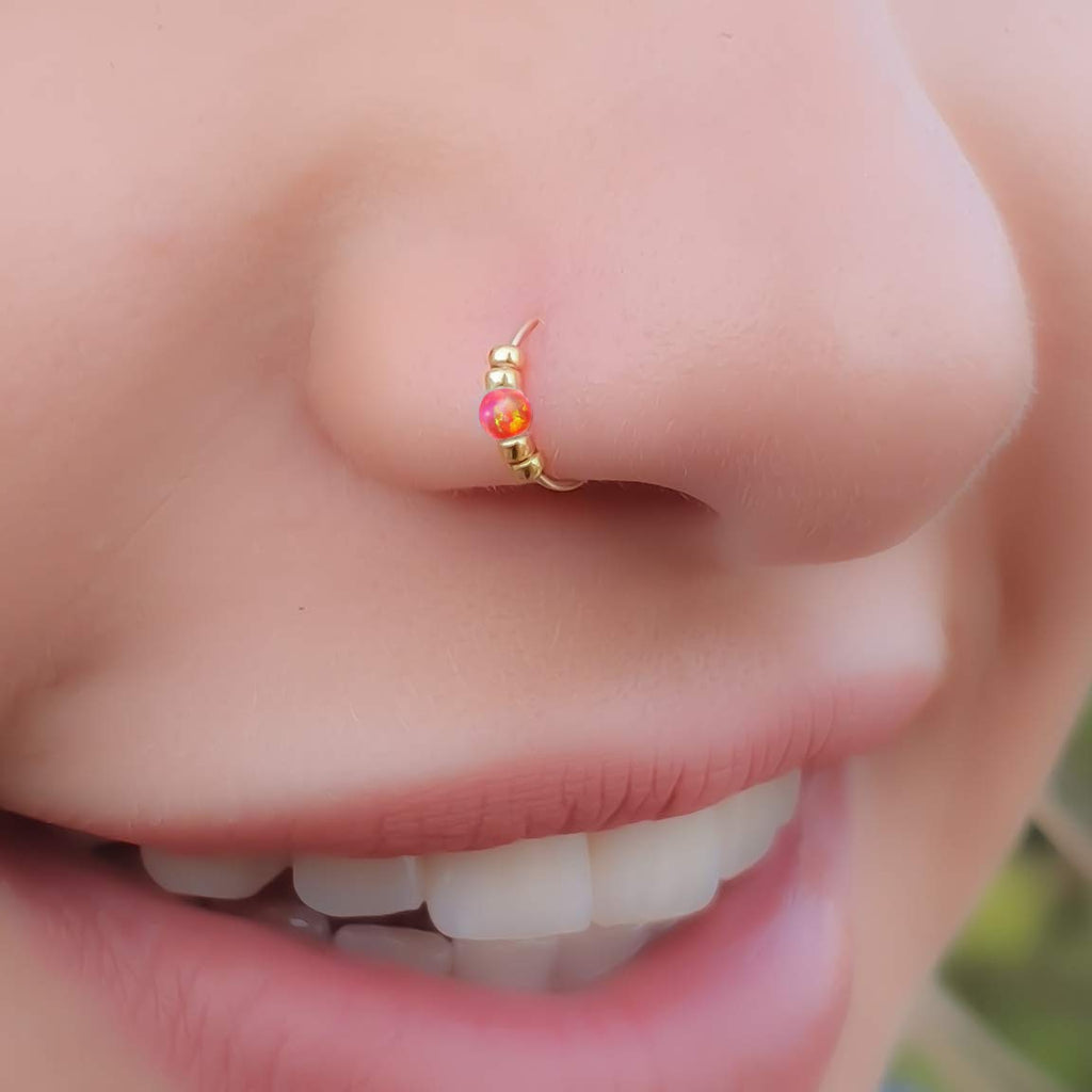 Ultra Thin Opal Nose Ring