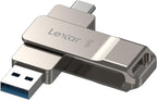 Lexar D40E 64GB Dual USB 3.2 Gen 1 Type-C Jump Drive,Champagne Silver