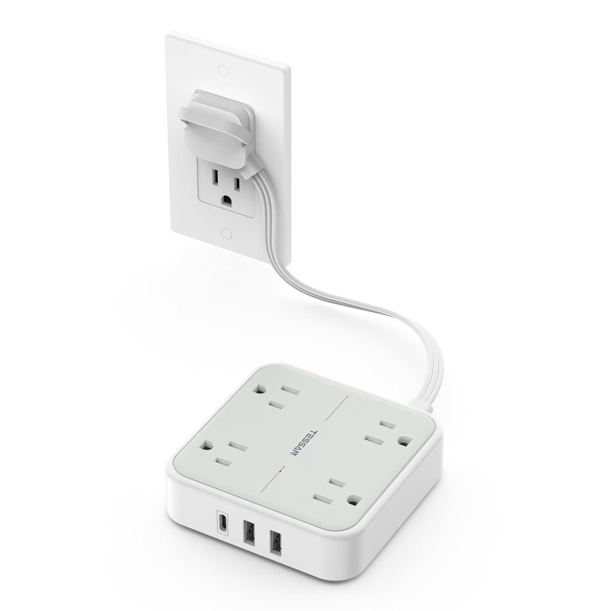 TESSAN PD 20W Surge Protector Extension Cord 5Ft, Flat Plug Power Strip