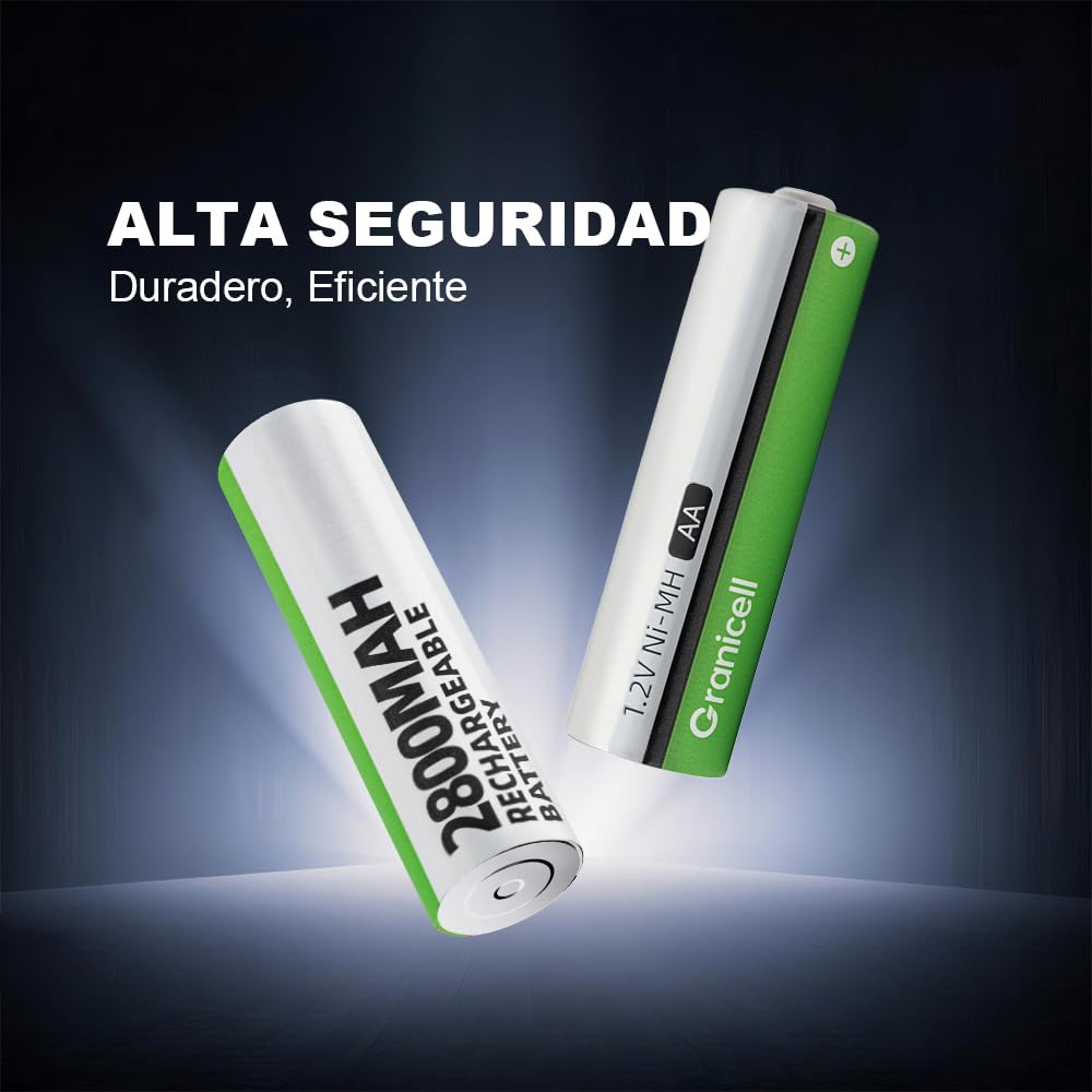 Granicell AA Rechargeable Batteries (12 Pack), 2800mAh, 1.2V NiMH