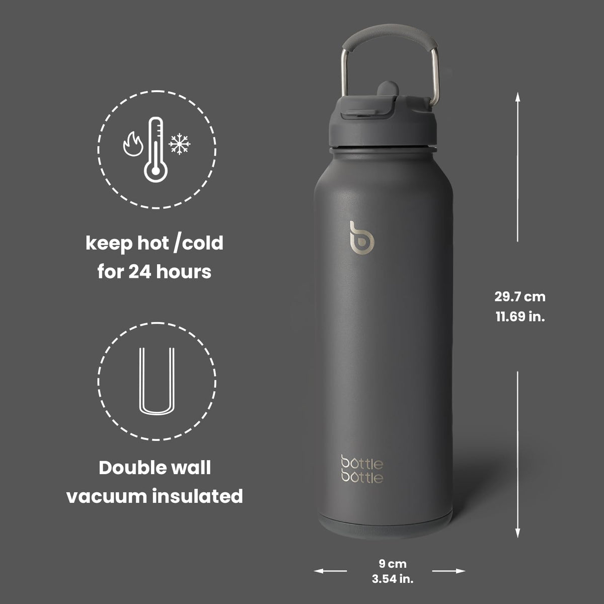 BOTTLE BOTTLE Stainless Steel Bottle with Straw and Pill Box
