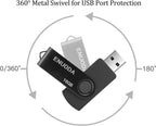 ENUODA 16GB USB Stick 1 Pack Memory Stick USB 2.0 Flash Drives Swivel Design Pen Drive for Data Storage Thumb Drive with LED Light (Black)